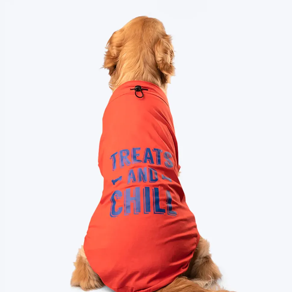 HUFT Treats And Chill T-Shirt For Dog - Deep Coral