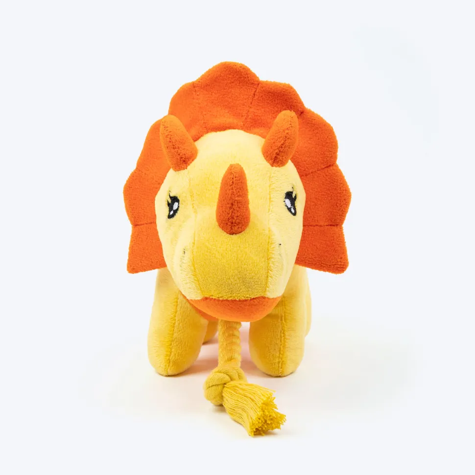 HUFT Triceratoopsie Squeaky Plush Toy For Dog - Yellow