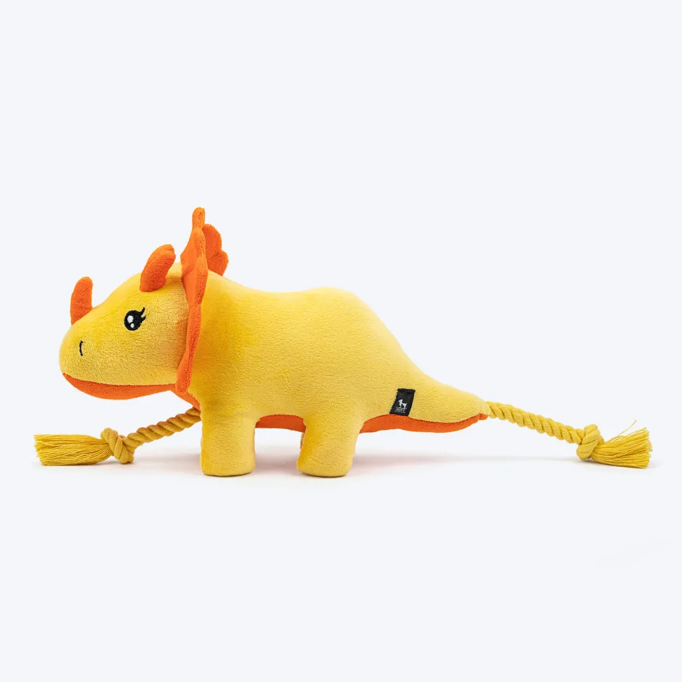 HUFT Triceratoopsie Squeaky Plush Toy For Dog - Yellow