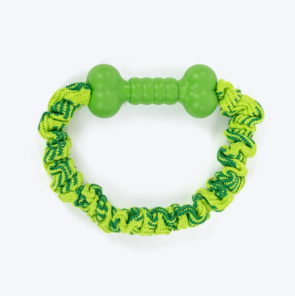 HUFT Tuggables Pull & Play Bungee Rope Toy For Dog - Light Green