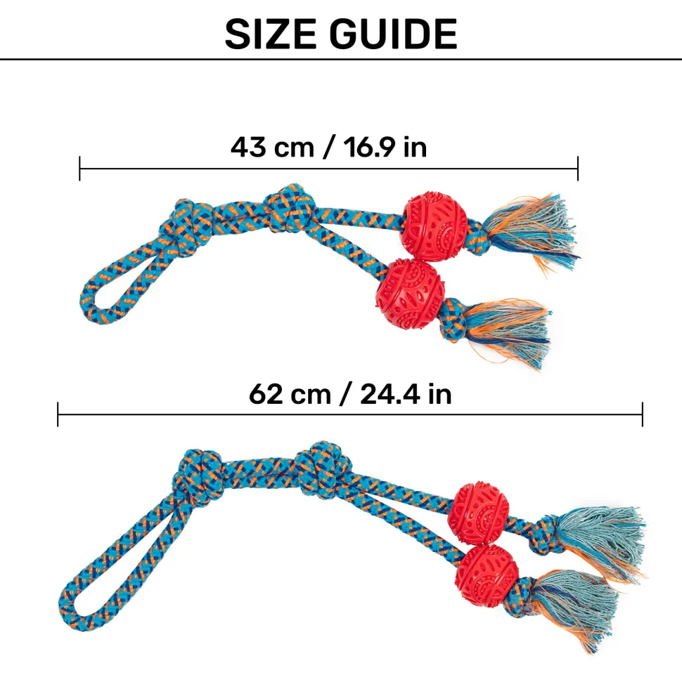 HUFT Tuggables Twin Tossers Rope Toy For Dog - Blue & Red