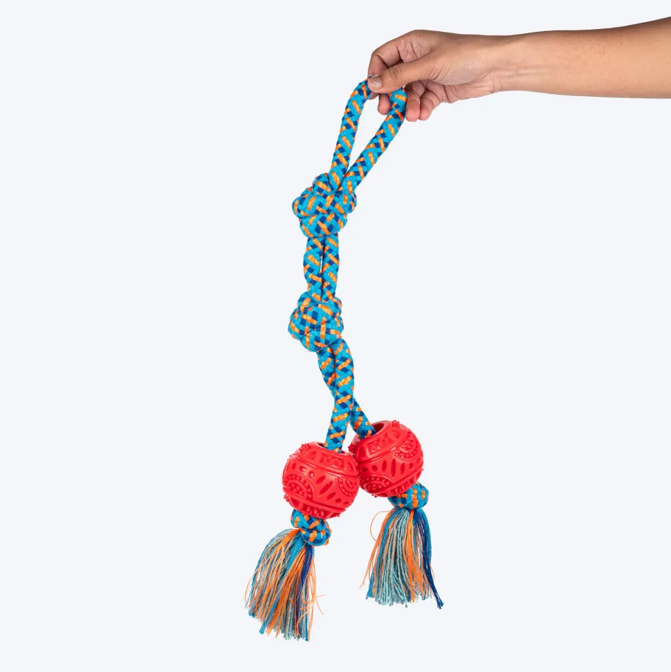 HUFT Tuggables Twin Tossers Rope Toy For Dog - Blue & Red