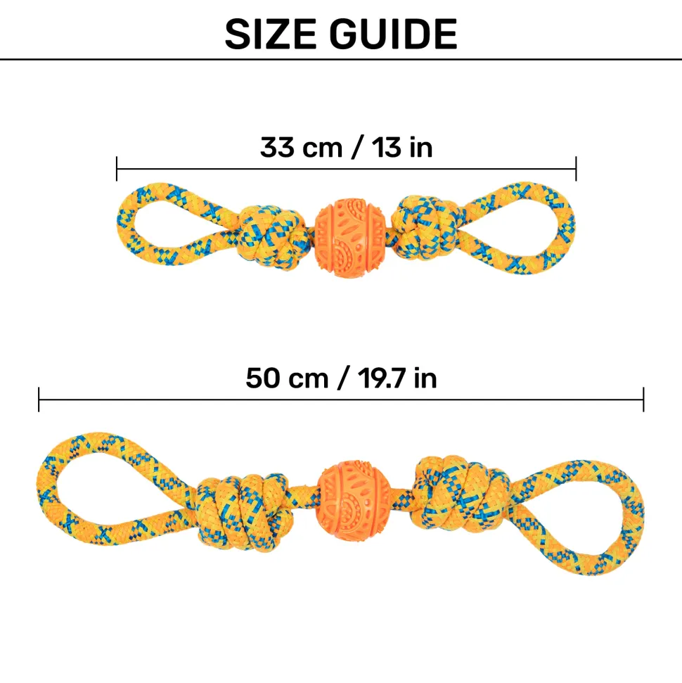 HUFT Tuggables Twisted Tug & Ball Rope Toy For Dog - Yellow & Orange