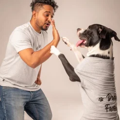 HUFT Twinning - Daddy Favourite T-Shirt For Dogs - Grey with Black Print