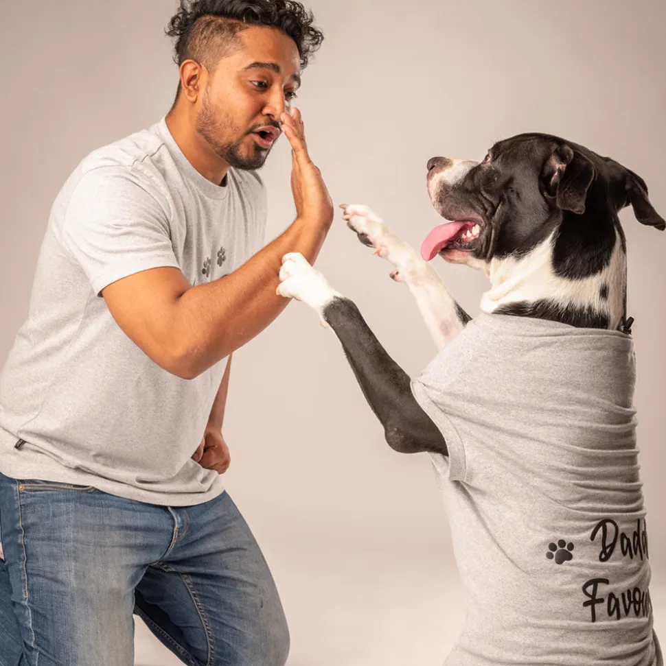 HUFT Twinning - Daddy Favourite T-Shirt For Dogs - Grey with Black Print