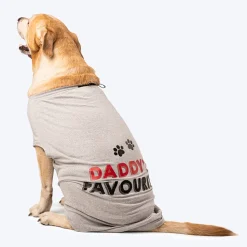 HUFT Twinning - Daddy's Favourite T-Shirt For Dogs - Grey with Black & Red Print