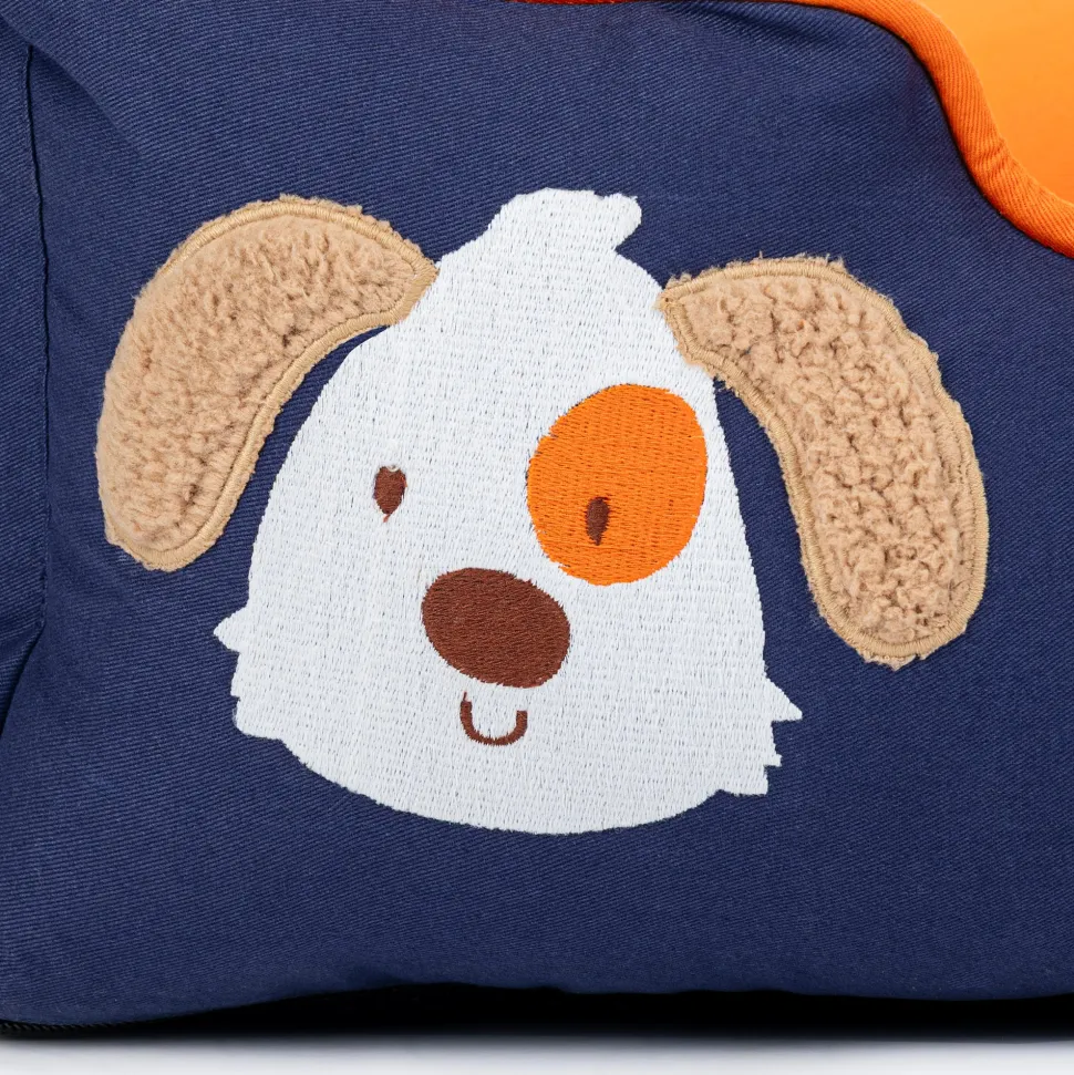 HUFT Woofie Classic Lounger Bed For Dog - Blue & Orange