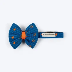 HUFT X Pinklay Hearts In Bloom Bow Tie With Strap For Dog - Blue & Orange