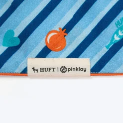 HUFT X Pinklay Strut In Stripes Knot Bandana For Dog - Blue & Orange