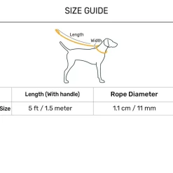 HUFT Xplorers Rope Leash With Carabiner For Dog - Orange - 5 ft