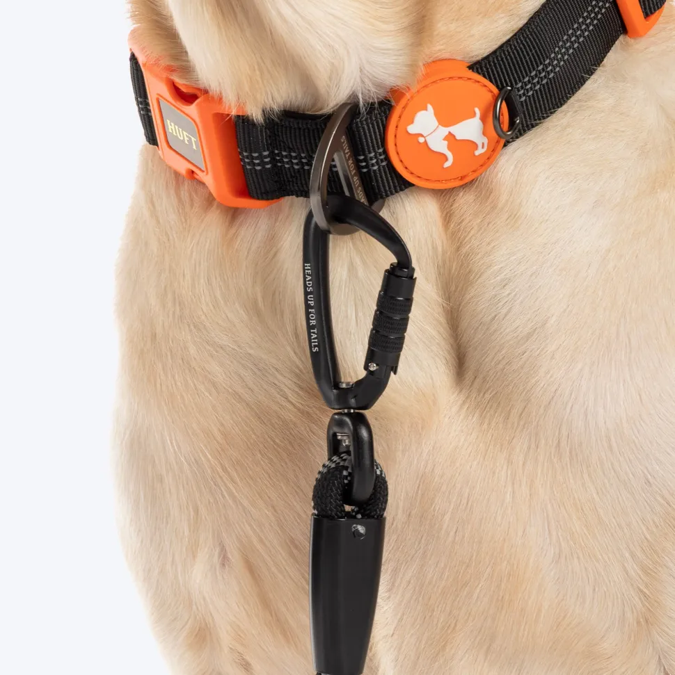 HUFT Xplorers Rope Leash With Carabiner For Dog - Black - 5 ft