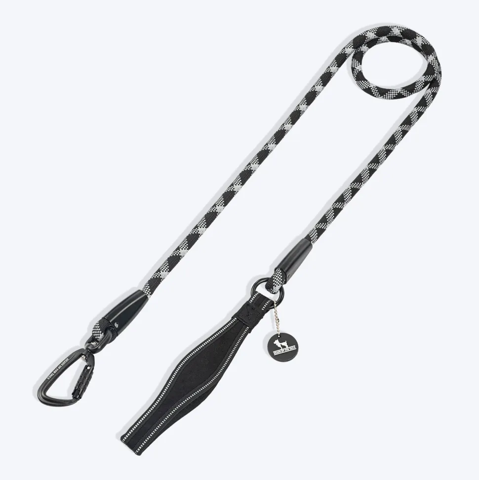 HUFT Xplorers Rope Leash With Carabiner For Dog - Black - 5 ft