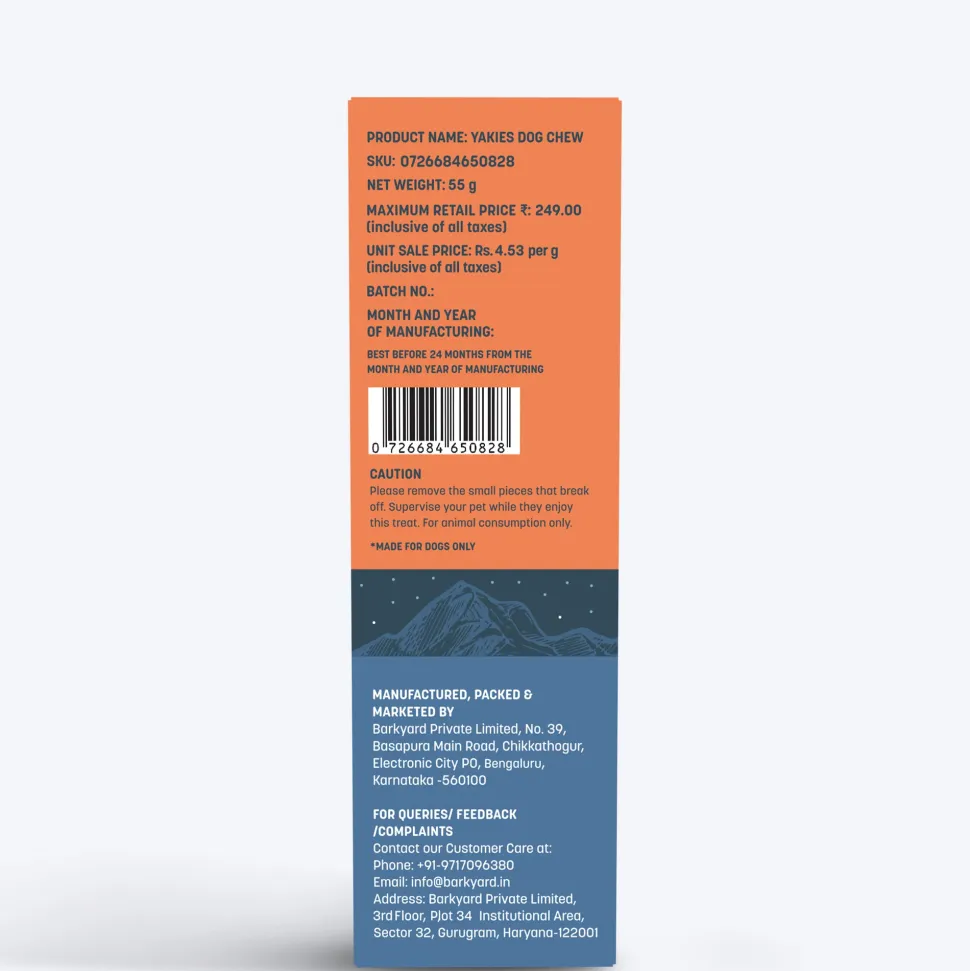 HUFT Yakies Vegetarian Natural Chew Bone - Turmeric