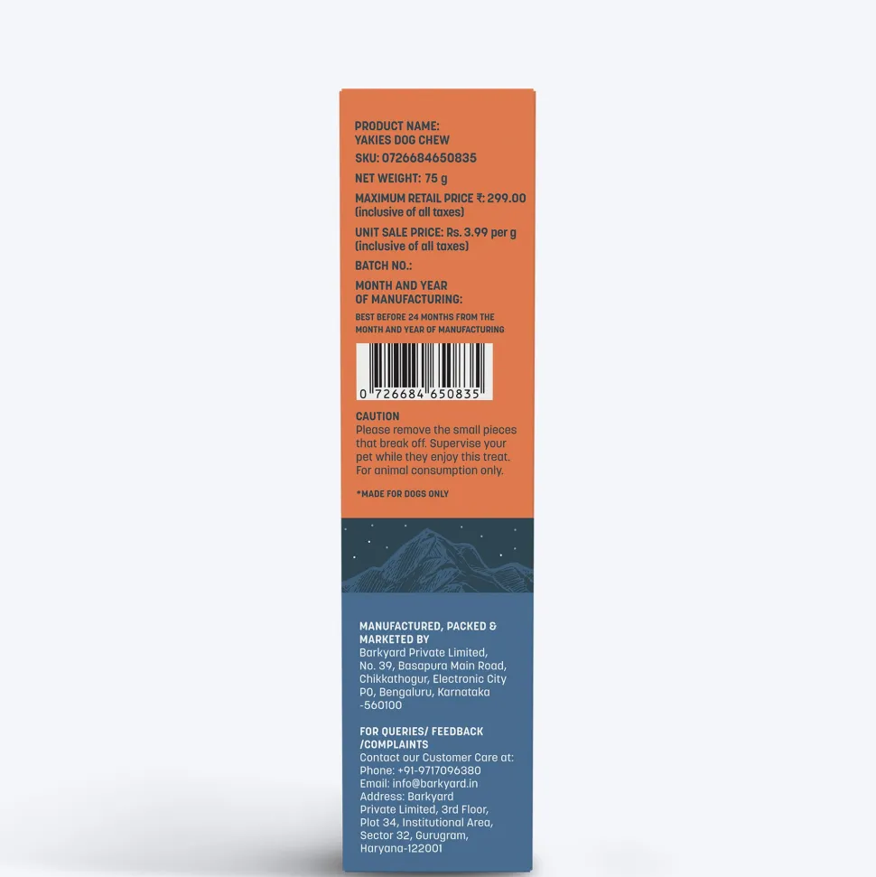 HUFT Yakies Vegetarian Natural Chew Bone - Turmeric