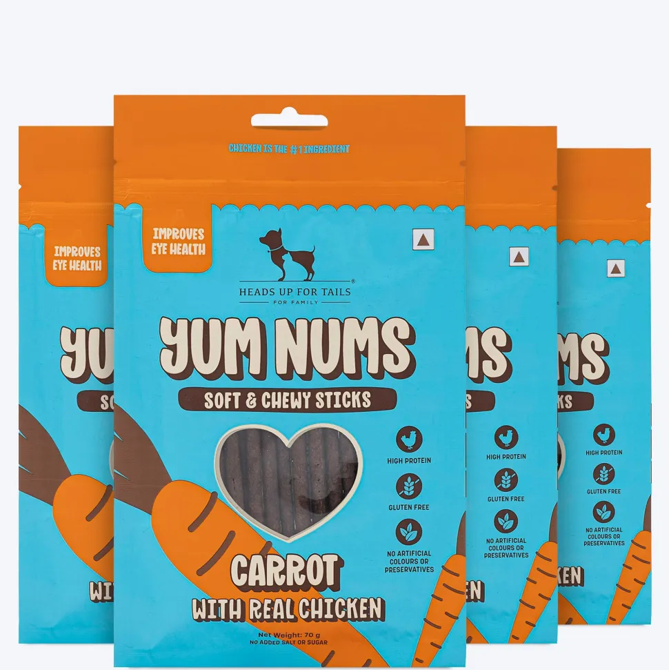 HUFT Yum Nums Dog Treats Soft & Chewy Sticks Carrot With Real Chicken