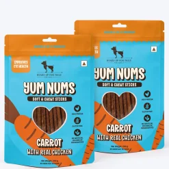 HUFT Yum Nums Dog Treats Soft & Chewy Sticks Carrot With Real Chicken