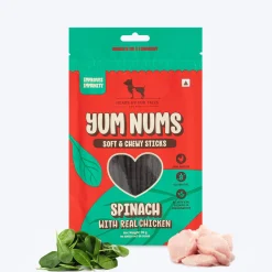 HUFT Yum Nums Dog Treats Soft & Chewy Sticks Spinach With Real Chicken - 70 gm