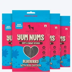 HUFT Yum Nums Dog Treats Soft & Chewy Sticks Blueberry With Real Chicken - 70 gm