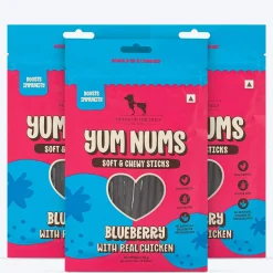 HUFT Yum Nums Dog Treats Soft & Chewy Sticks Blueberry With Real Chicken - 70 gm