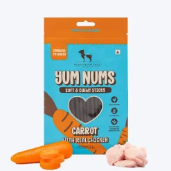HUFT Yum Nums : Real Chicken & Veggies Soft Sticks Treat Combo For Dogs - 225 gm (Each 70 gm)