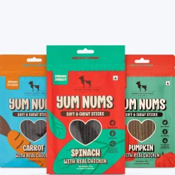 HUFT Yum Nums : Real Chicken & Veggies Soft Sticks Treat Combo For Dogs - 225 gm (Each 70 gm)