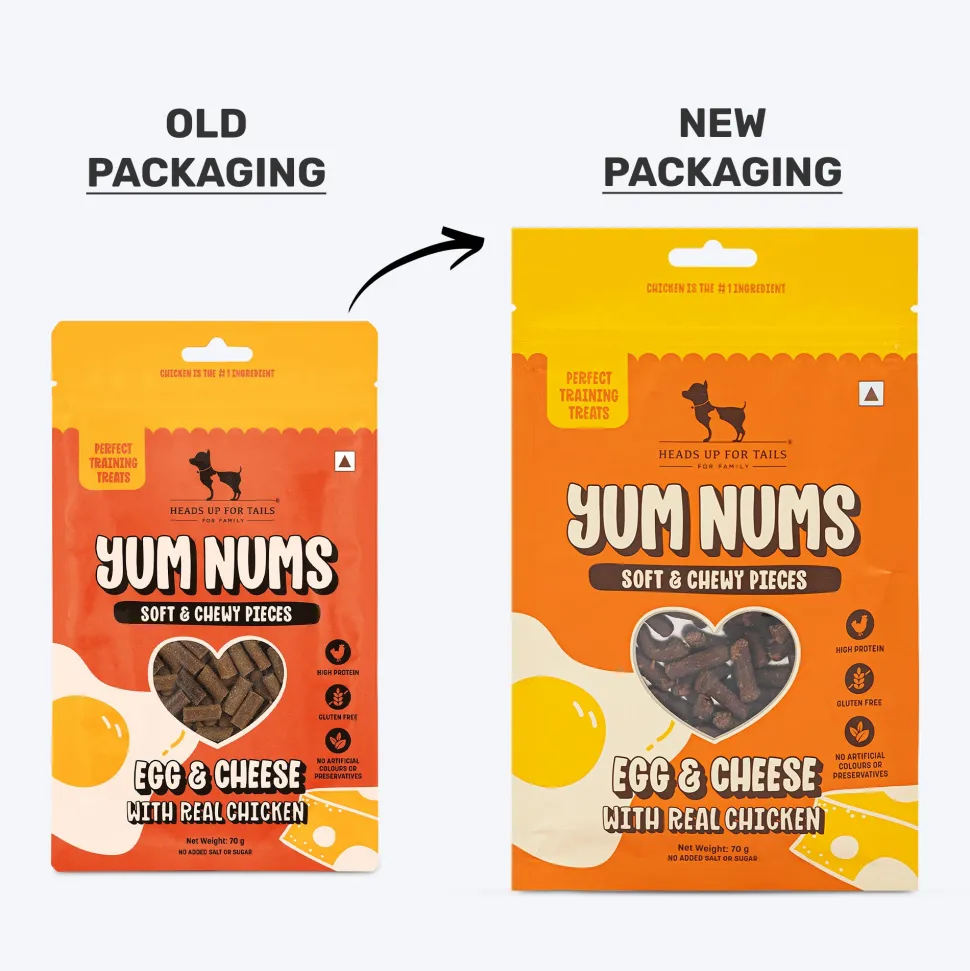 HUFT Yum Nums Soft & Chewy Pieces Egg & Cheese With Real Chicken Treat For Dogs