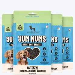 HUFT Yum Nums Soft & Chewy Puppy Treats - Chicken, Brahmi & Marine Collagen- 70 gm