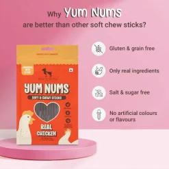 HUFT Yum Nums Soft & Chewy Sticks Real Chicken Treat For Dogs