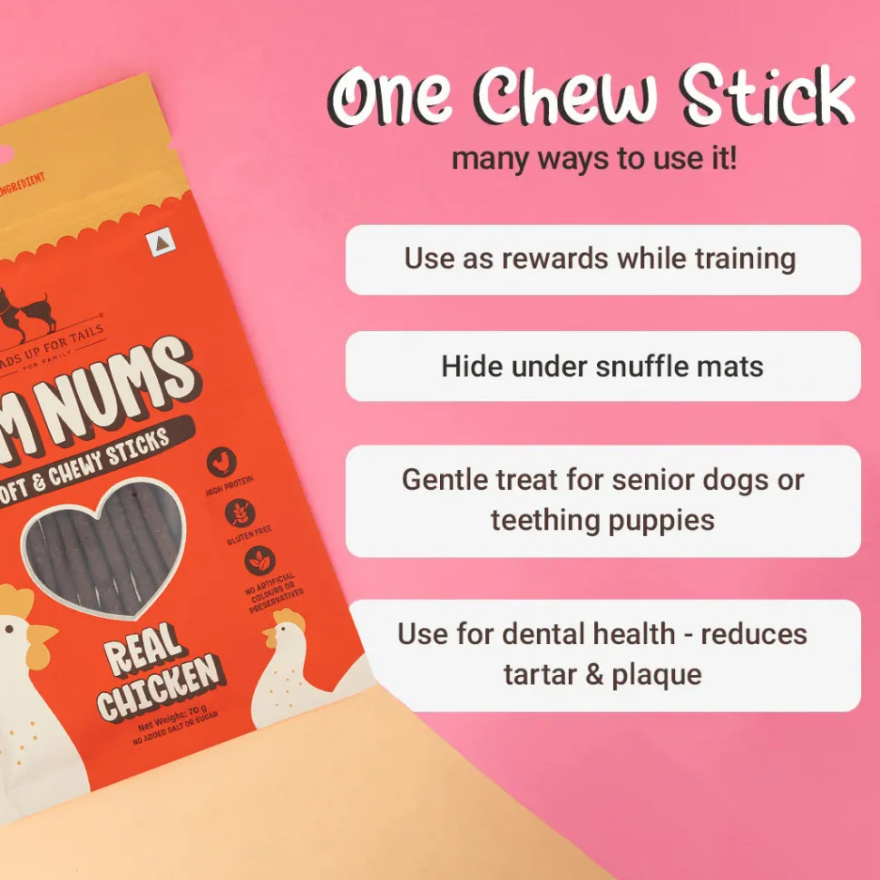 HUFT Yum Nums Soft & Chewy Sticks Real Chicken Treat For Dogs