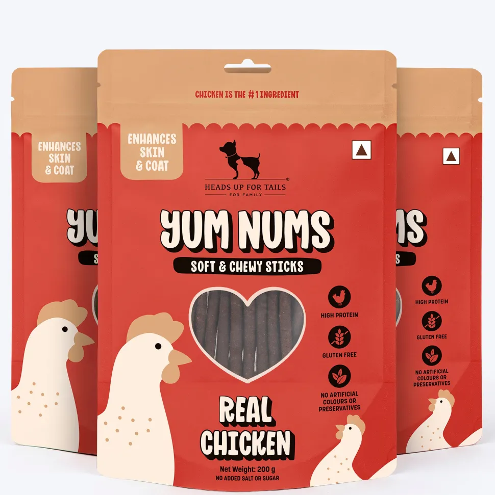 HUFT Yum Nums Soft & Chewy Sticks Real Chicken Treat For Dogs