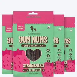 HUFT Yum Nums Soft & Chewy Sticks Strawberry with Real Chicken Treat For Dogs