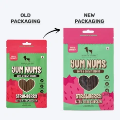 HUFT Yum Nums Soft & Chewy Sticks Strawberry with Real Chicken Treat For Dogs