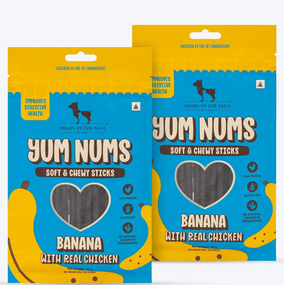 HUFT Yum Nums Soft & Chewy Sticks Banana with Real Chicken Treat For Dogs - 70 g