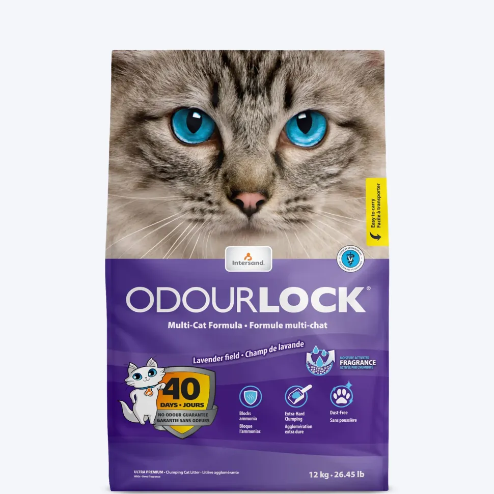Intersand Odourlock Multi Cat Formula Clumpable Cat Litter Lavender Field - 12 kg