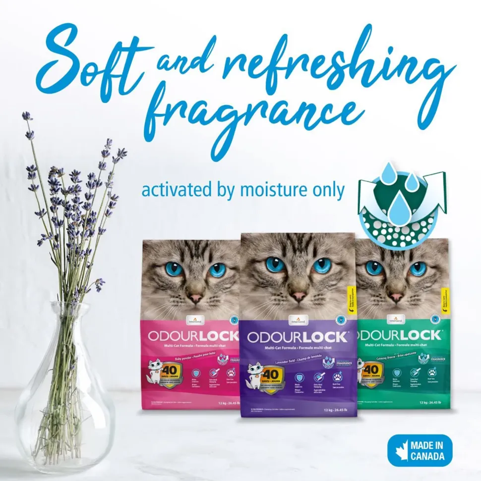 Intersand Odourlock Multi Cat Formula Clumpable Cat Litter Lavender Field - 12 kg