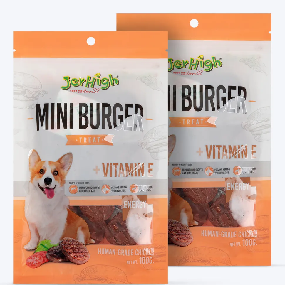 JerHigh Mini Burger Dog Treats - 100 g