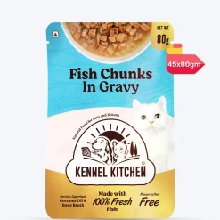 Kennel Kitchen Fish Chunks In Gravy Wet Cat Food - 80 g packs
