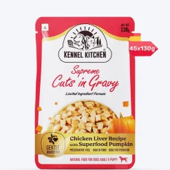 Kennel Kitchen Chicken Liver with Pumpkin Supreme Cuts In Gravy Wet Dog Food - 130 g Packs