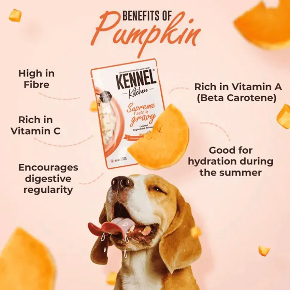 Kennel Kitchen Chicken Liver with Pumpkin Supreme Cuts In Gravy Wet Dog Food - 130 g Packs