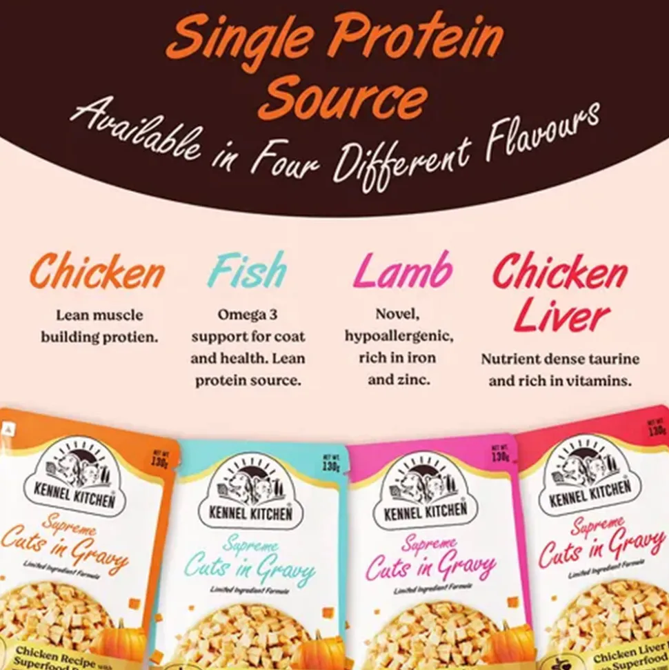 Kennel Kitchen Chicken with Pumpkin Supreme Cuts In Gravy Wet Dog Food - 130 g Packs