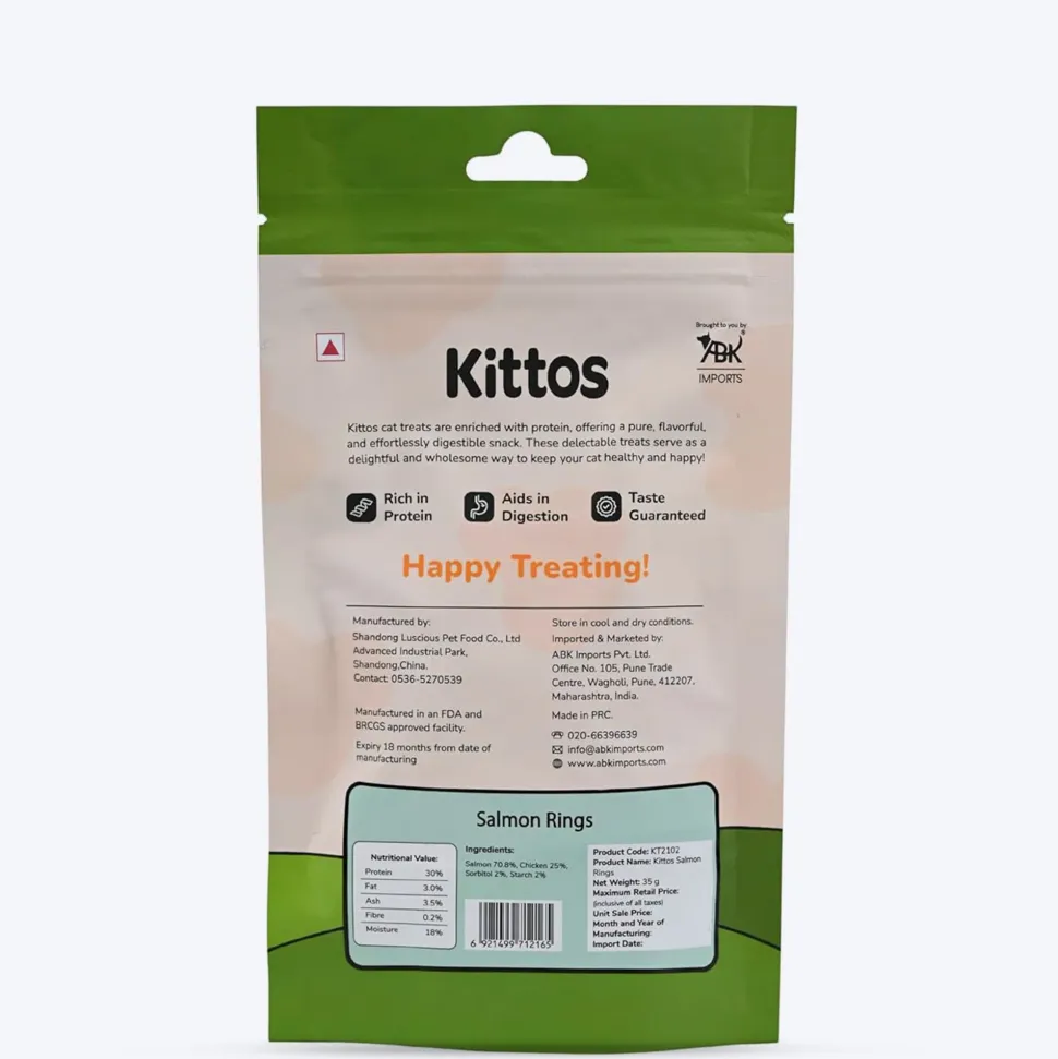 Kittos Purr-Fect Salmon Rings Cat Treats - 35 g