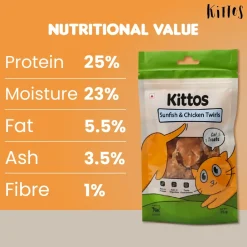 Kittos Purr-Fect Sunfish & Chicken Twirls Cat Treats - 35 g