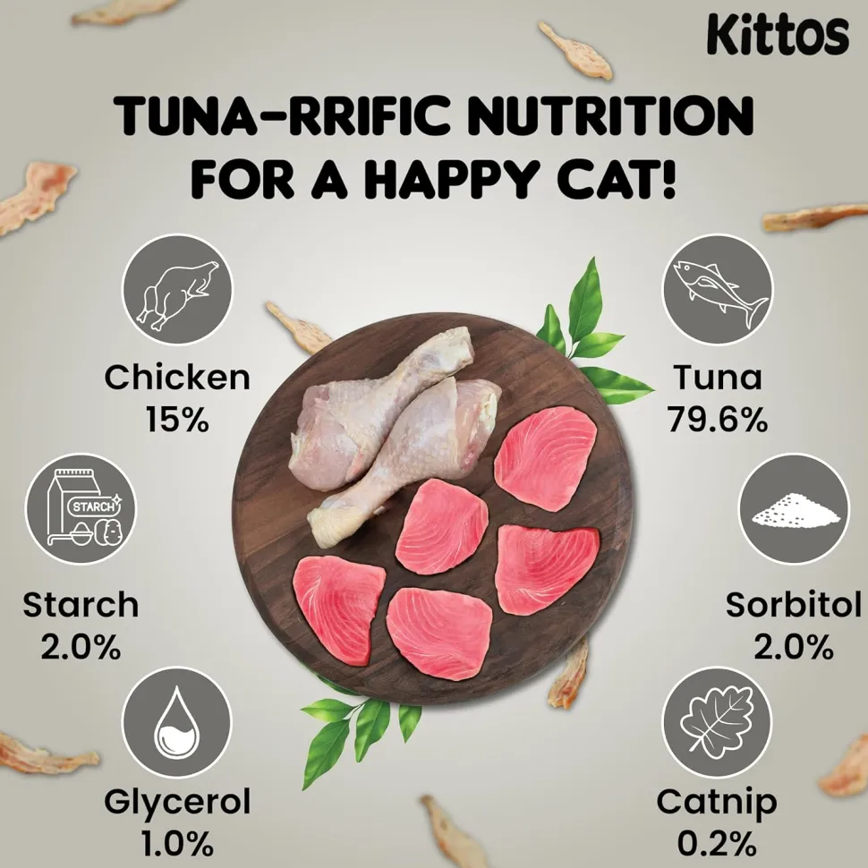 Kittos Purr-Fect Tuna Jerky Strips Cat Treats - 35 g