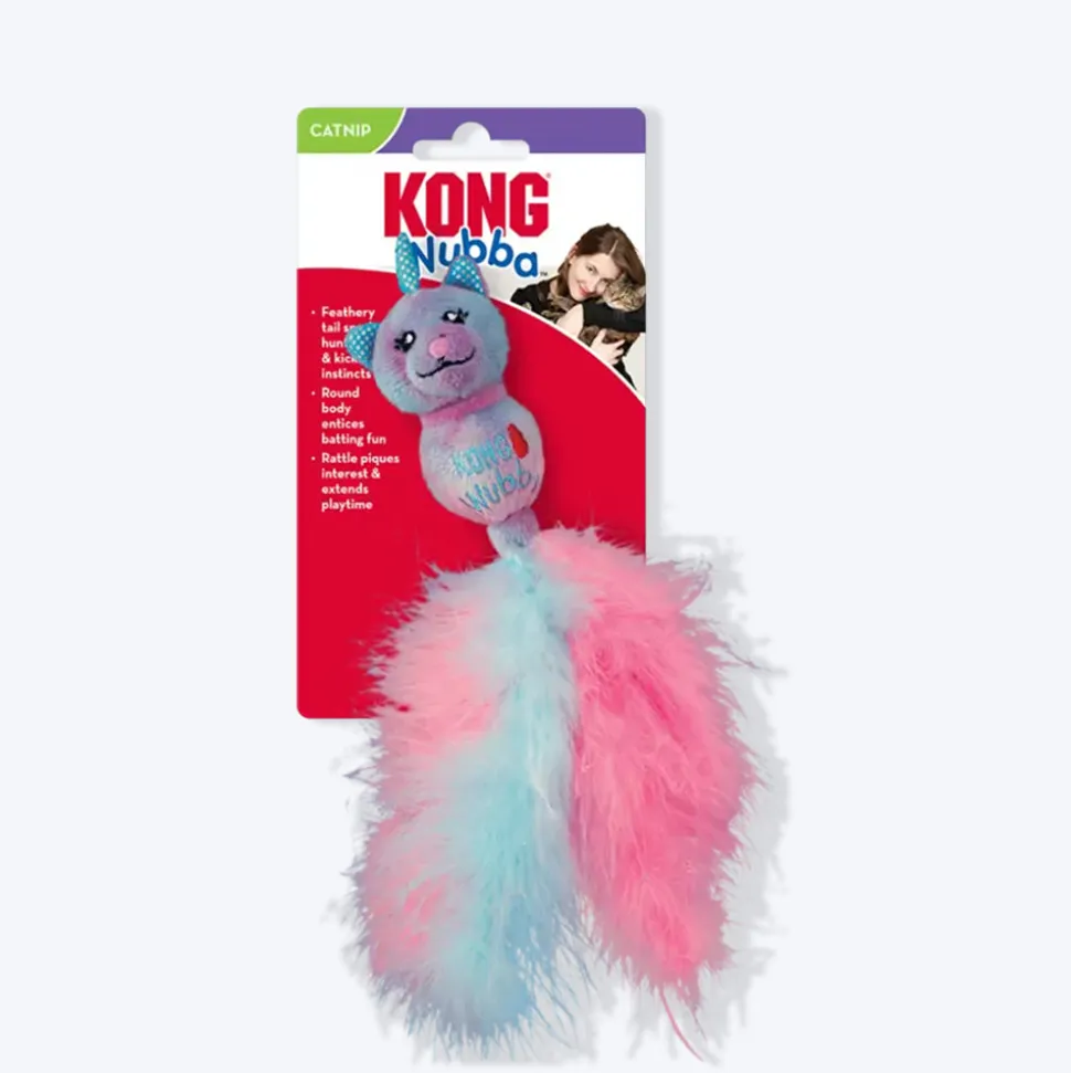 KONG Cat Wubba Caticorn Plush Toy For Cat - Blue & Pink