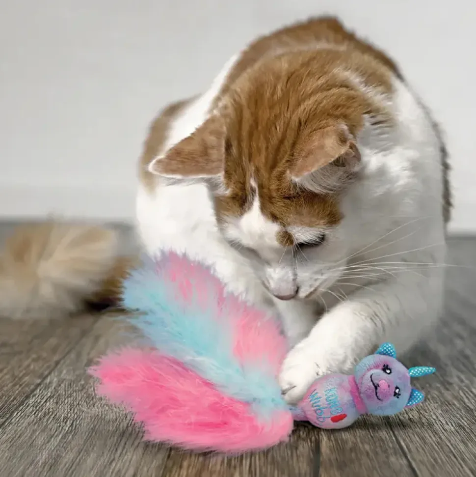 KONG Cat Wubba Caticorn Plush Toy For Cat - Blue & Pink