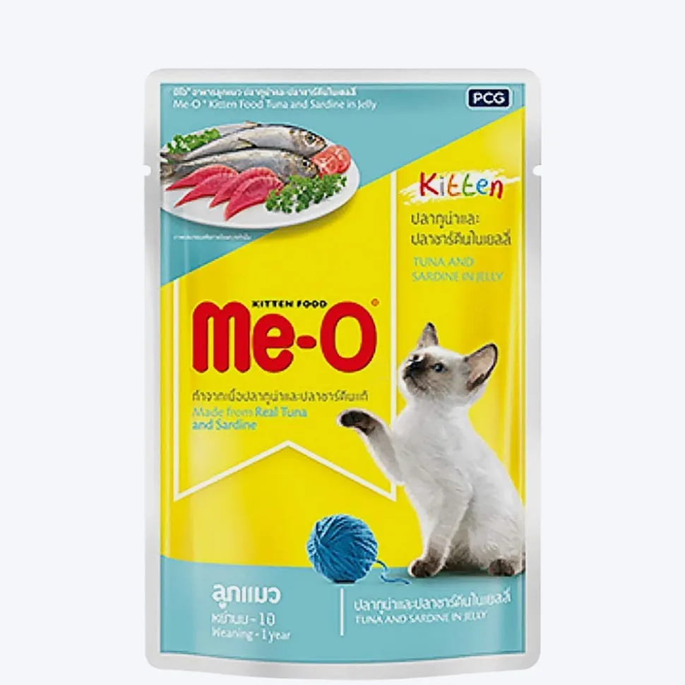 Me-O Tuna & Sardine Jelly Wet Kitten Food - 80 g packs