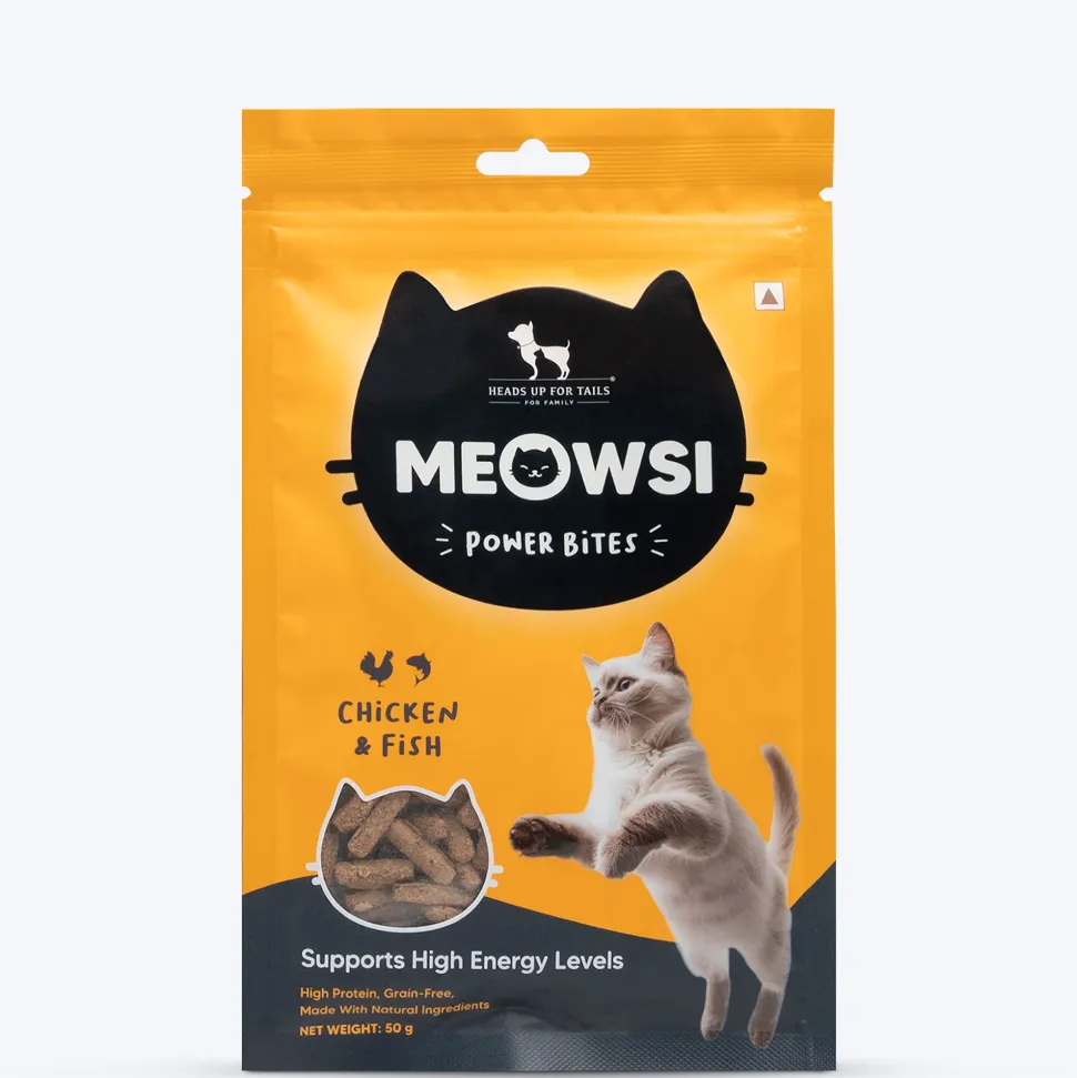 Meowsi Chicken & Fish Power Bites Cat Treats Grain-Free 50g (Best Before August'26)