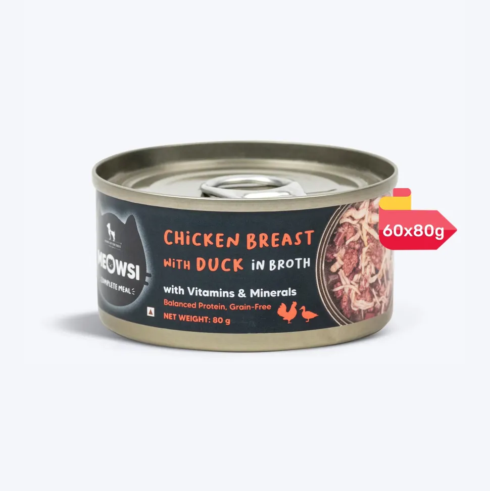Meowsi Chicken Breast & Duck in Broth Canned Cat Food 80g