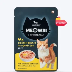 Meowsi Chicken Breast & Quail Egg Pate Wet Cat Food 80g