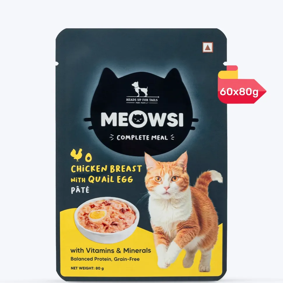 Meowsi Chicken Breast & Quail Egg Pate Wet Cat Food 80g